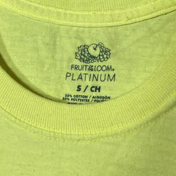 Fruit of the Loom Shirt Women's Small Neon Yellow Platinum Crew Short Sleeve Tee - Picture 4 of 9